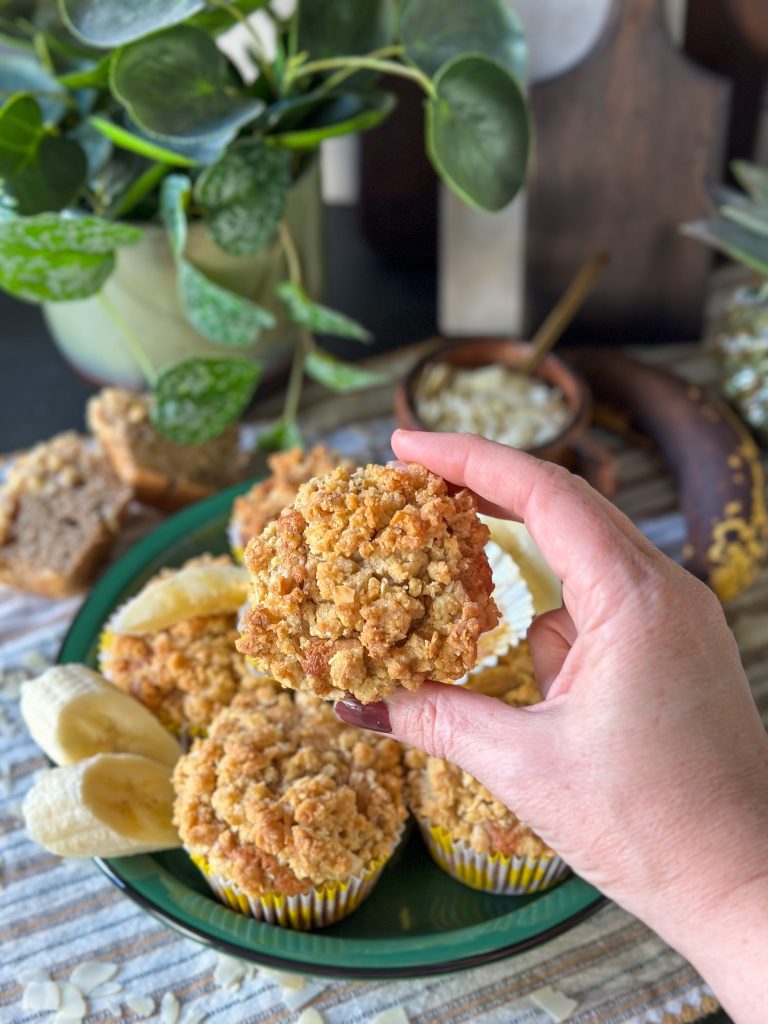 bananen muffins met krokante crumble topping 