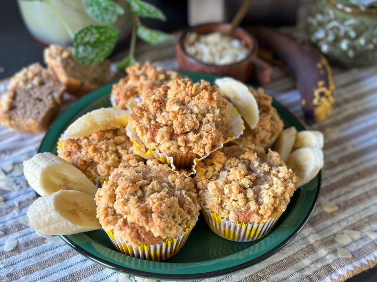 bananen muffins met kaneel en crumble