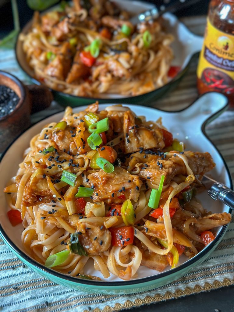 zwarte pepersaus met (vega) kip