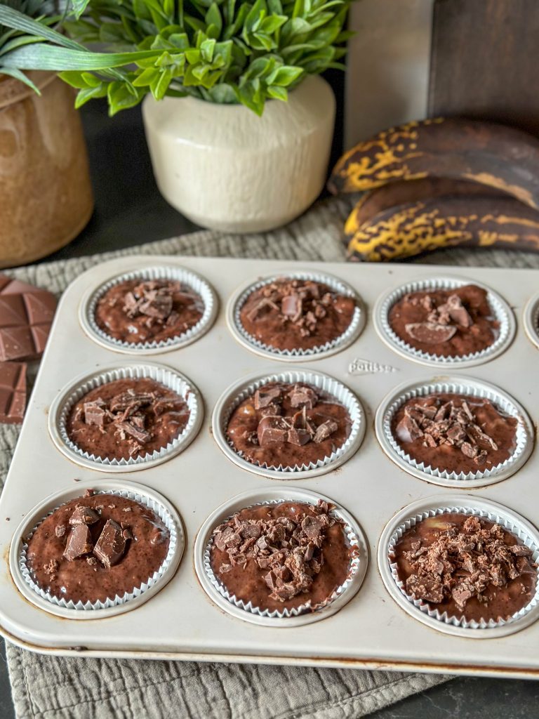 Vegan chocolade muffins met banaan