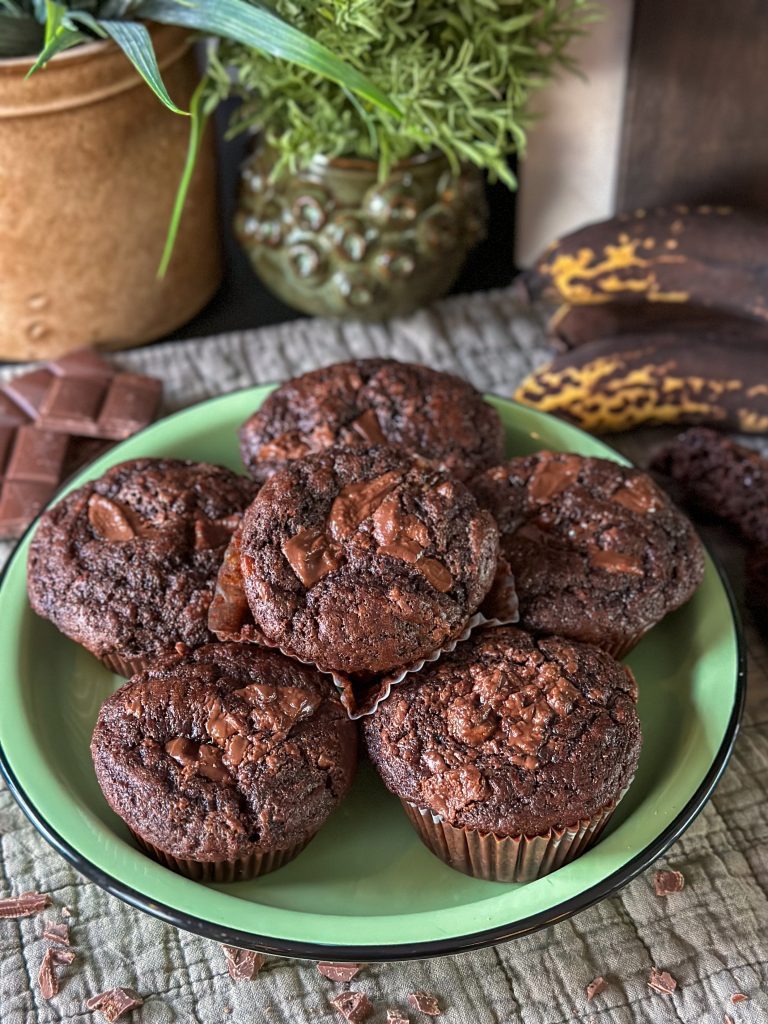 Vegan chocolade muffins met banaan