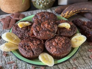 vegan chocolade muffins met banaan