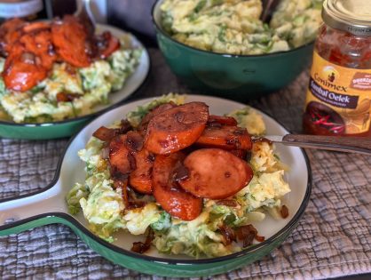 andijviestamppot met pittig gebakken rookworst