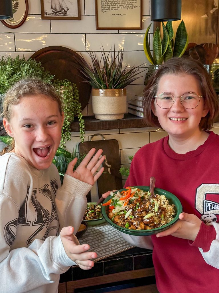 champignons met rijst en groenten
