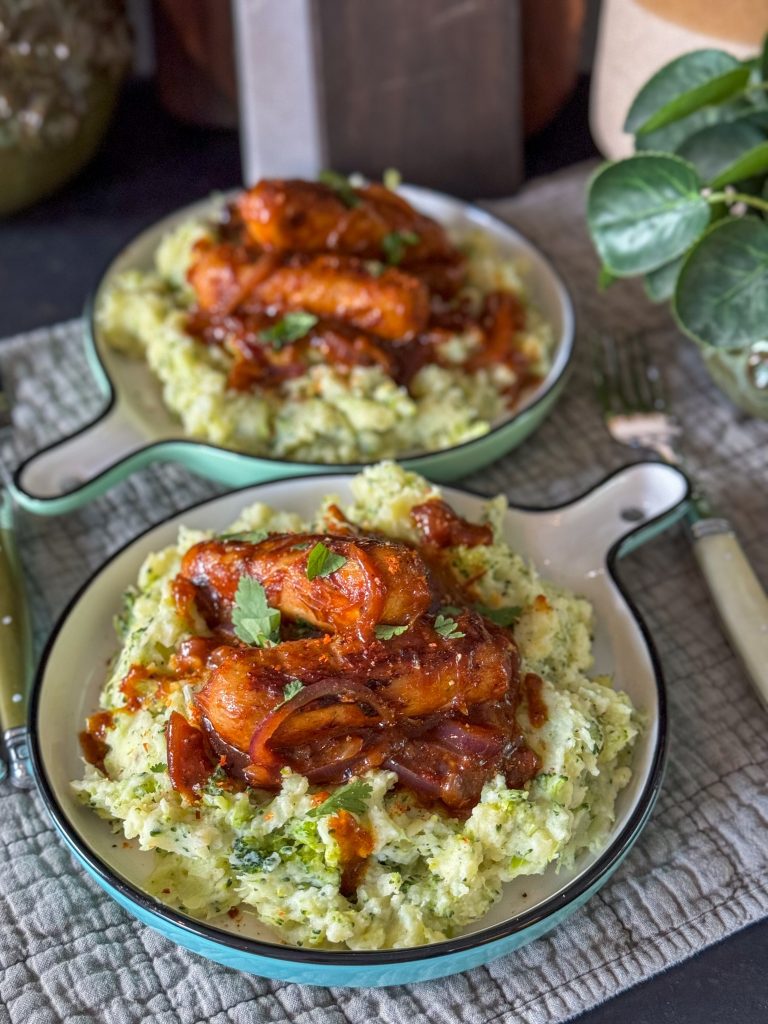 broccoli stamppot met pittige worstjes 