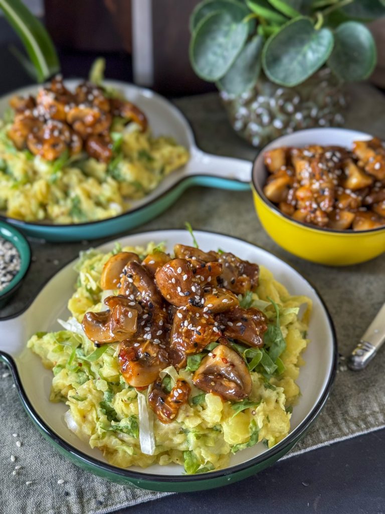 andijviestamppot met sticky champignons