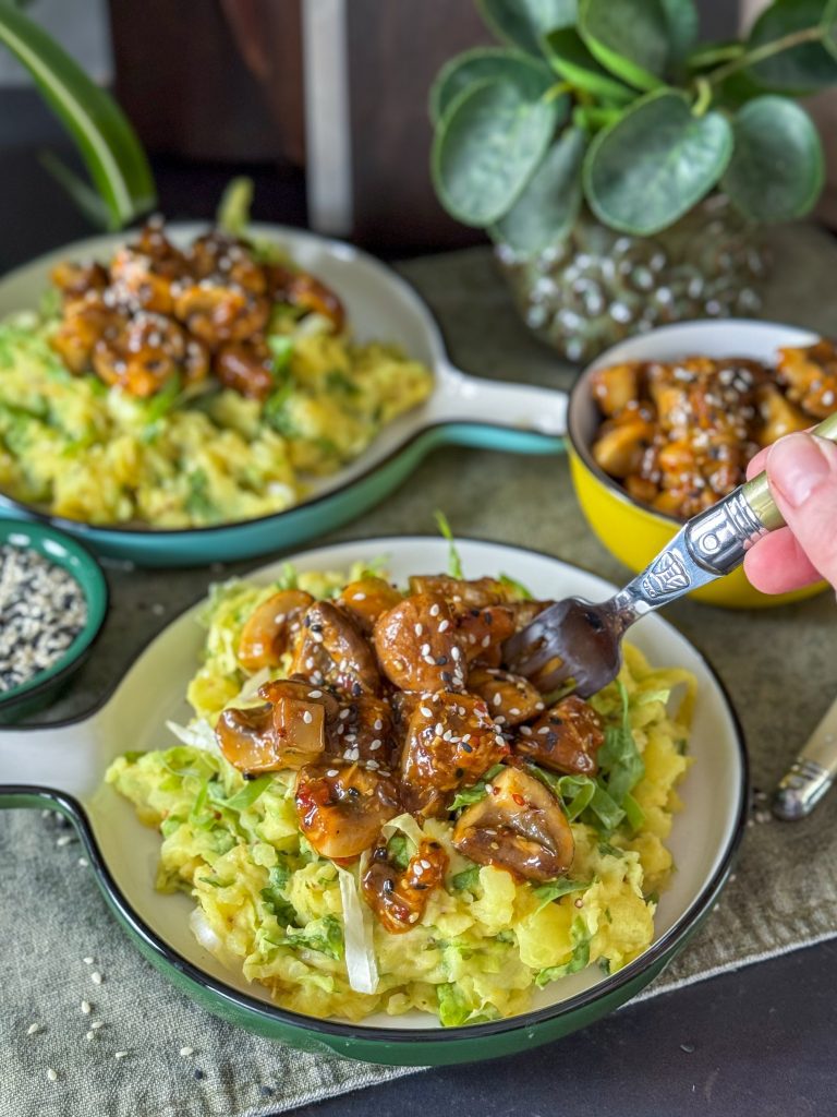 andijviestamppot met sticky champignons