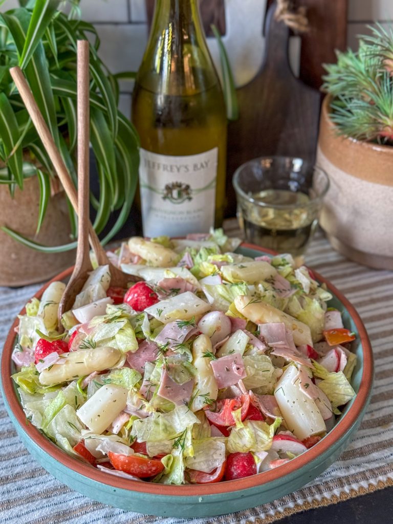salade met witte asperges en ham
