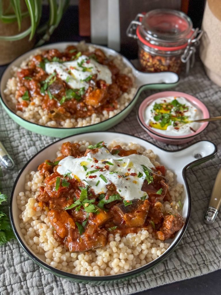 aubergine stoof met gehakt 