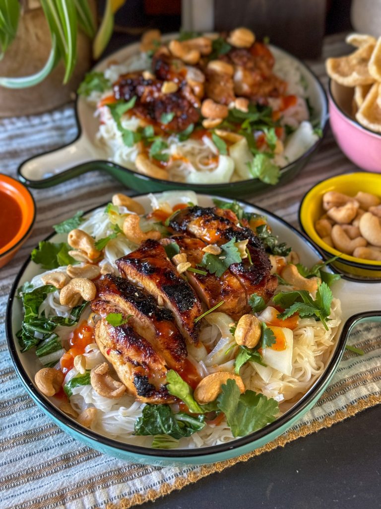 limoen kip met noedels en chilisaus