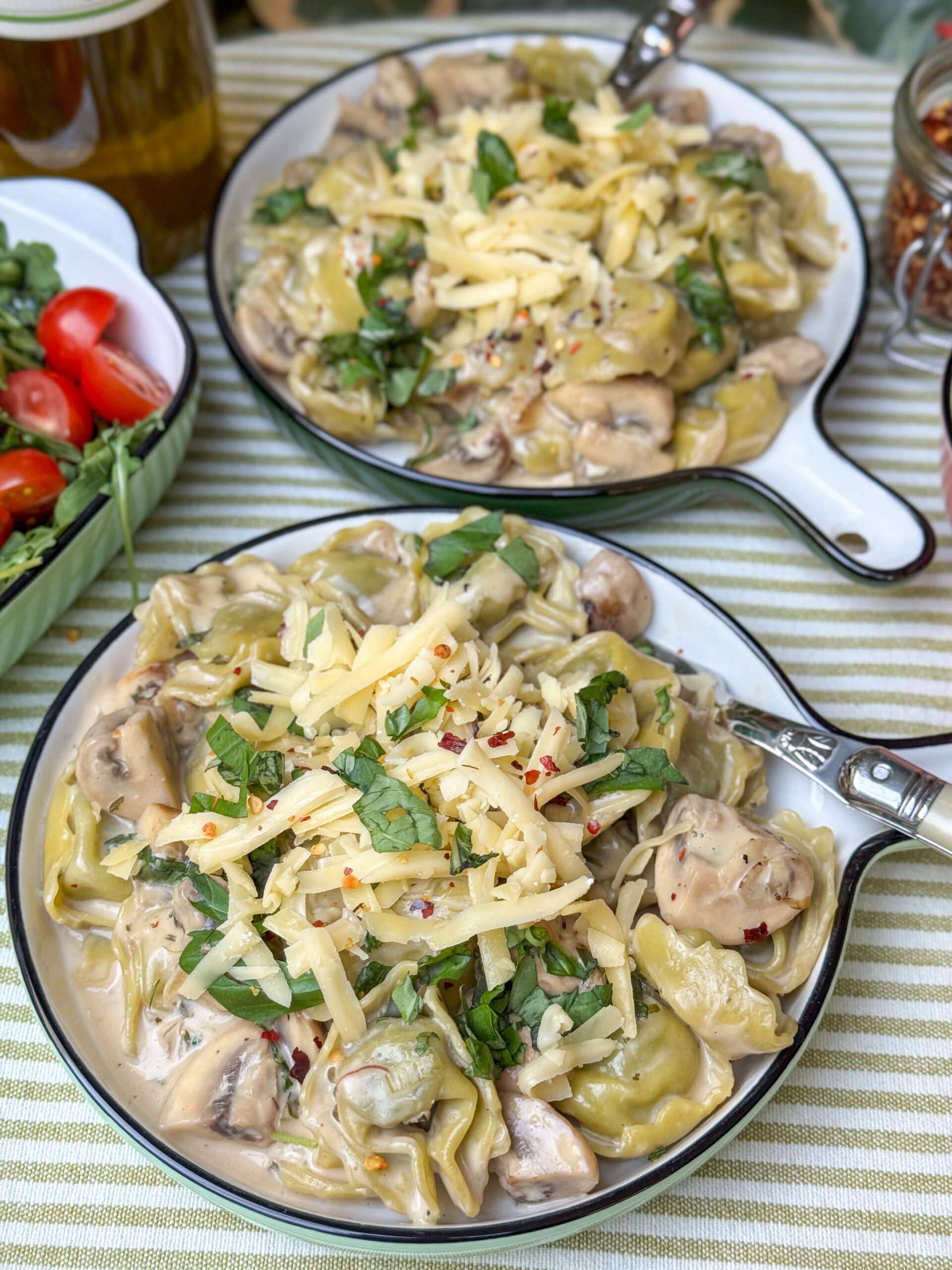 Pasta Boursin met tortellini en champignons in roomsaus