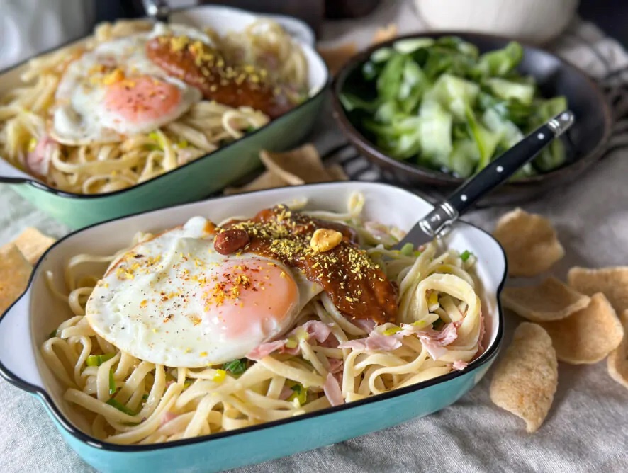 Chinese bami met prei en ham, recept budgetkoken