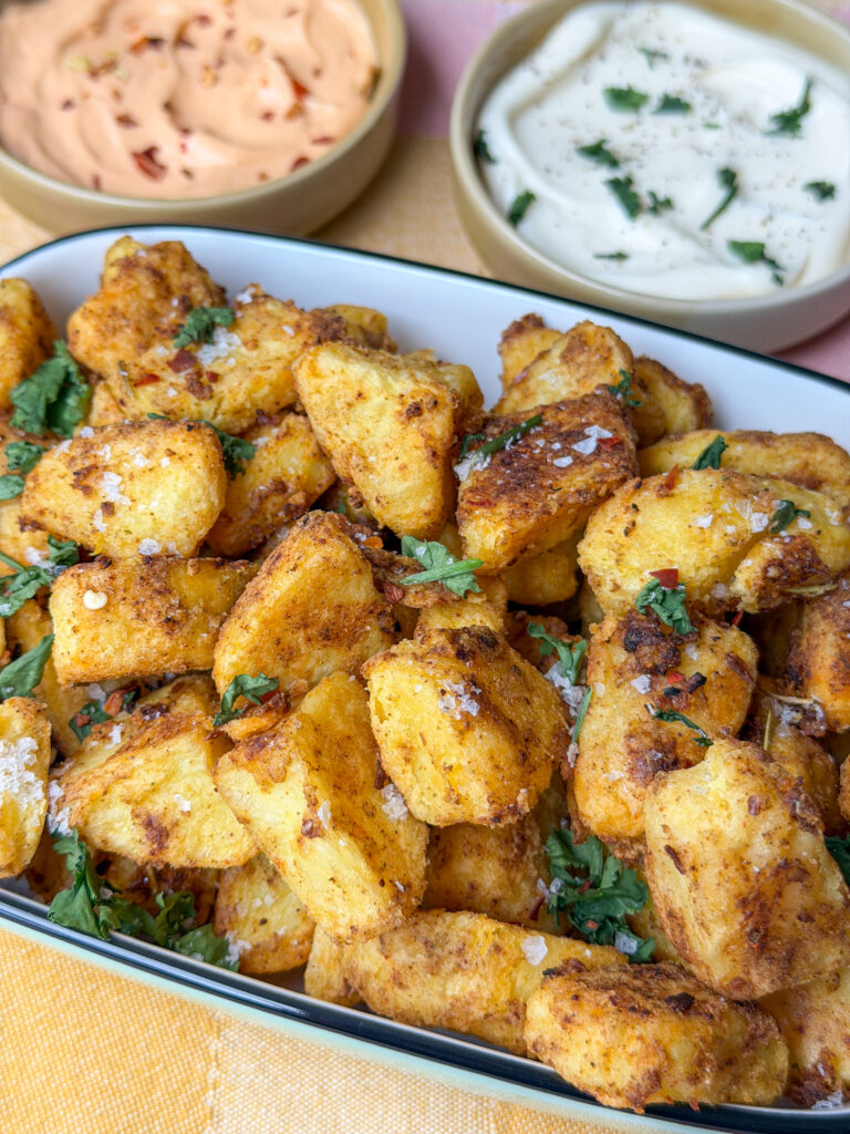 Krokante aardappeltjes met fajita kruiden en zeezout
