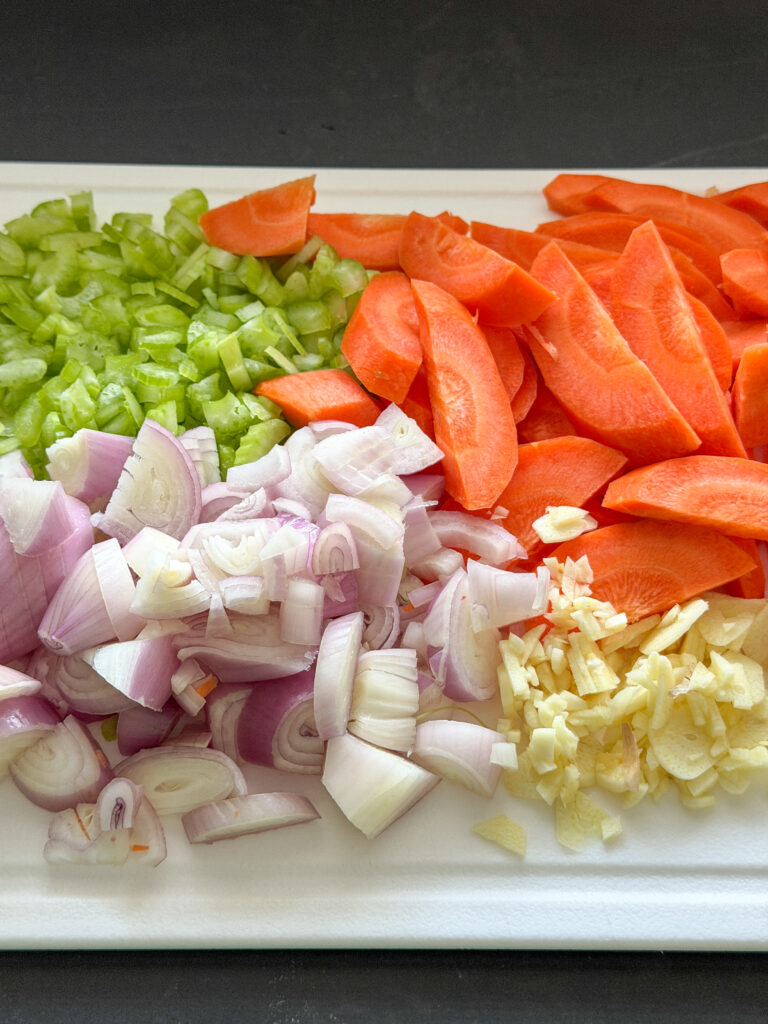 Groenten snijden voor boeuf bourguignon