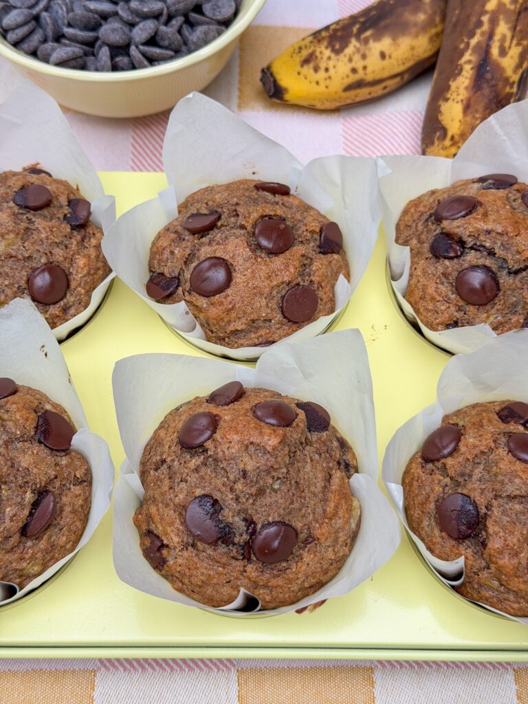 Volkoren bananen muffins met chocolade