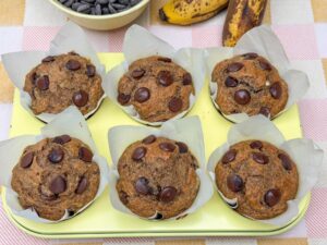 Volkoren bananen muffins met chocolade