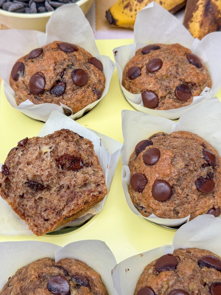 Luchtige en smeuïge muffins met banaan en volkorenmeel