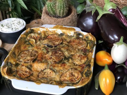 vegetarische lasagne met aubergine en spinazie