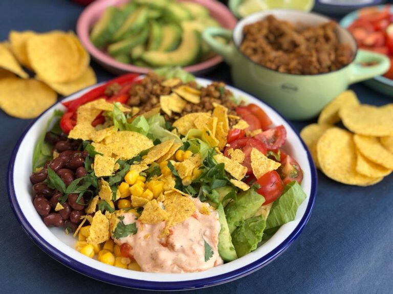 taco salade met kruidig gehakt