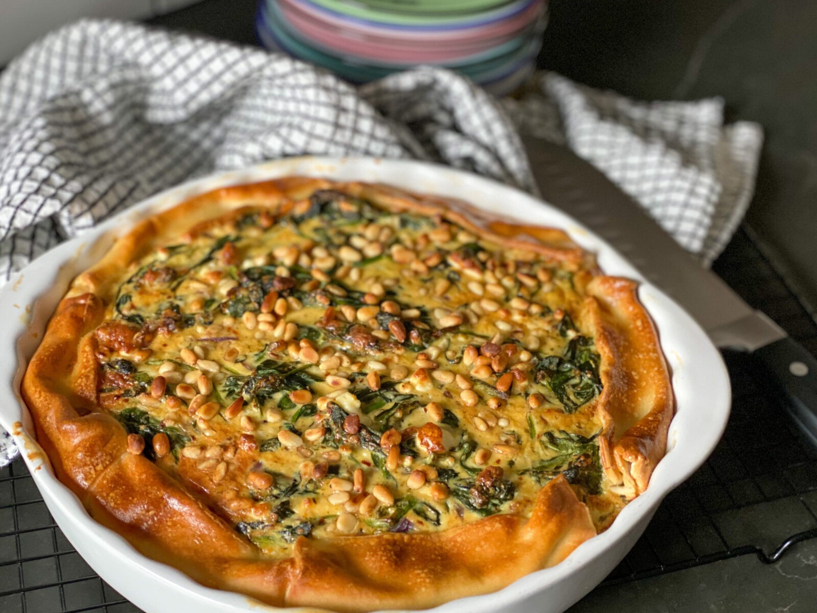 vegetarische quiche met spinazie en feta - Familie over de kook