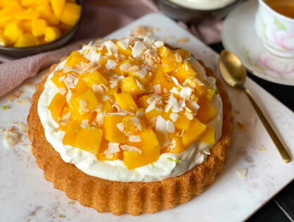 Simpel taartje met mango en kokos