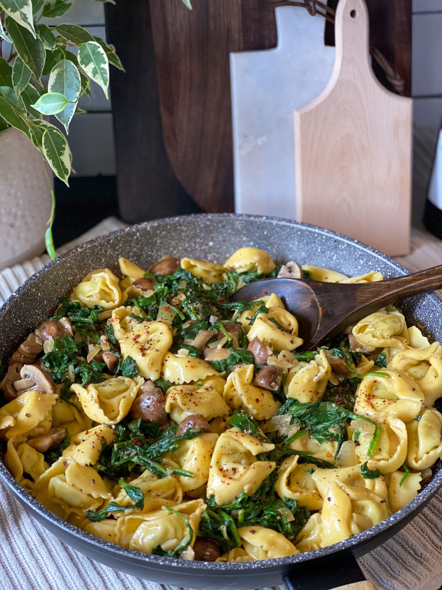 Romige tortellini ovenschotel met spinazie - Familie over de kook