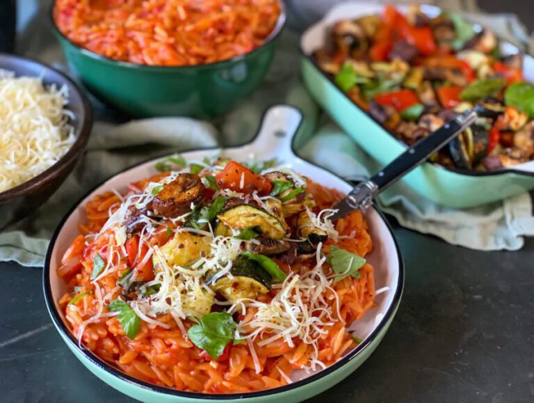 10 lekkere pasta recepten orzo in tomatensaus met gegrilde groenten