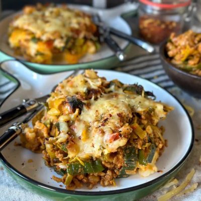 Familie over de Kook weekmenu 14-2023 prei ovenschotel met gehakt