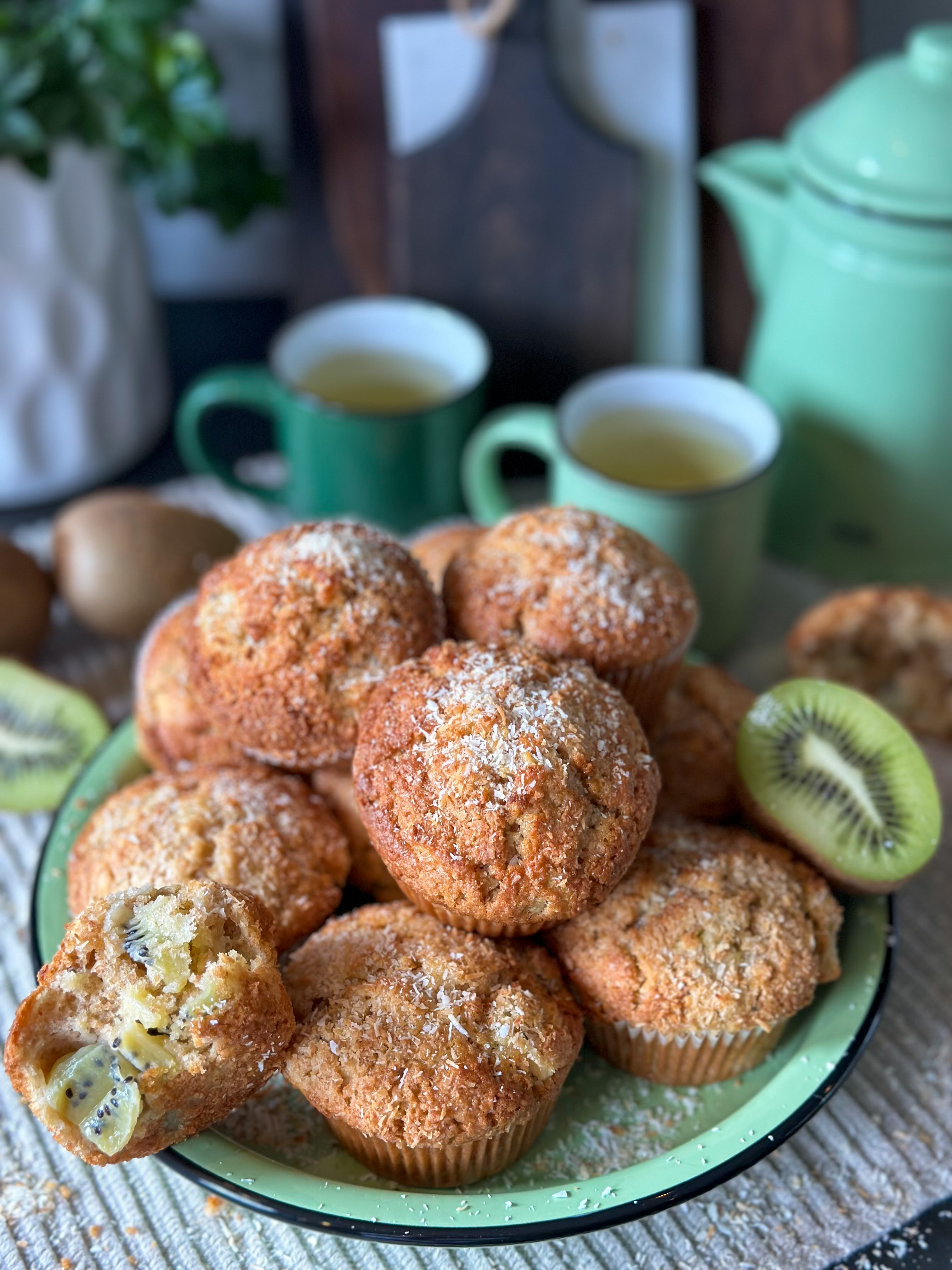 volkoren cupcakes met kiwi en appel