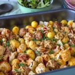 krieltjes ovenschotel met bloemkool en verse worst