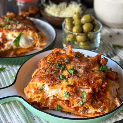 Familie over de Kook weekmenu 28-2023 lasagne met gehakt en bechamelsaus: weekmenu