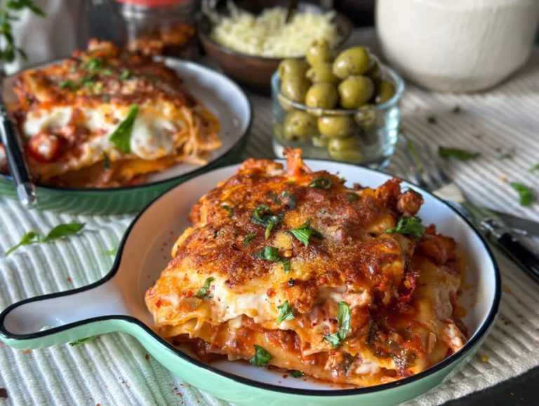 Familie over de Kook weekmenu 28-2023 lasagne met gehakt en bechamelsaus: weekmenu