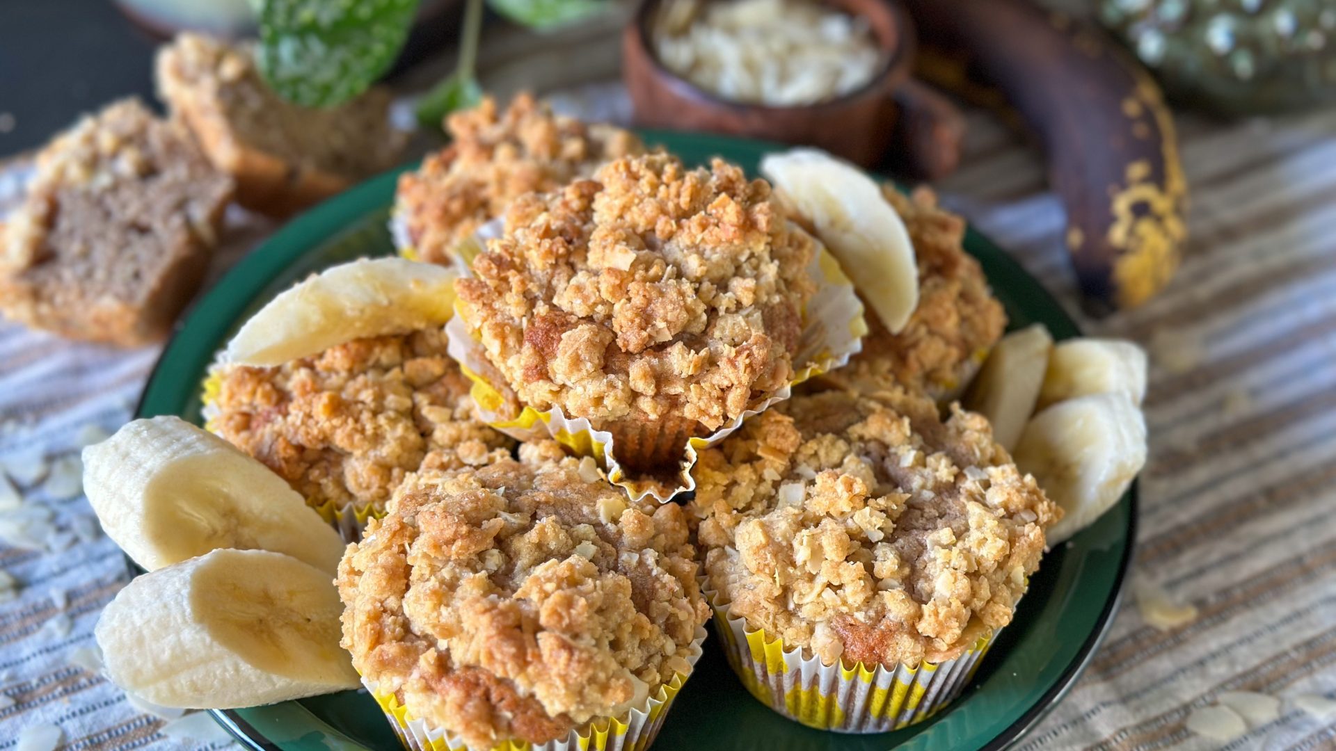 Bananen muffins met kaneel en crumble