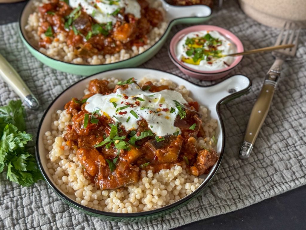 aubergine stoof met gehakt