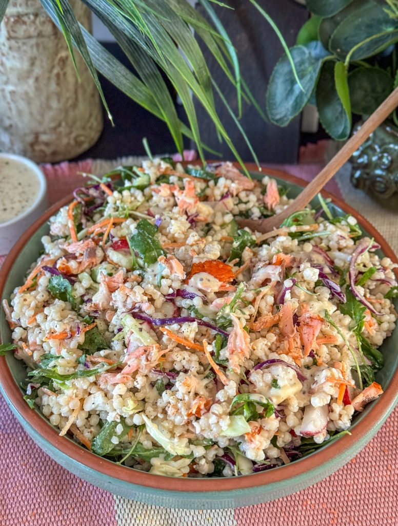 parelcouscous salade met zalm