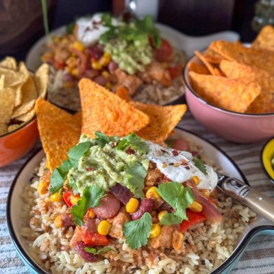 Mexicaanse kip met rijst en bonen