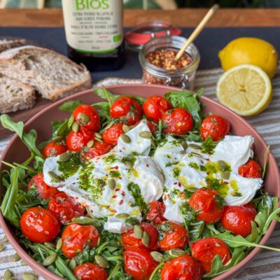 salade caprese met geroosterde tomaten