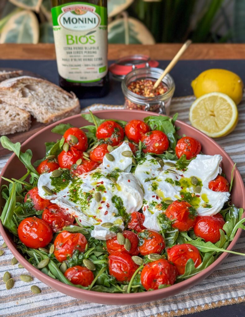 salade caprese met geroosterde tomaten