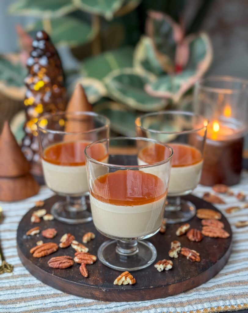 karamel panna cotta met pecannoten