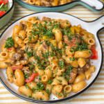 Romige fajita pasta met kip, kruidige Tex-Mex avondmaaltijd