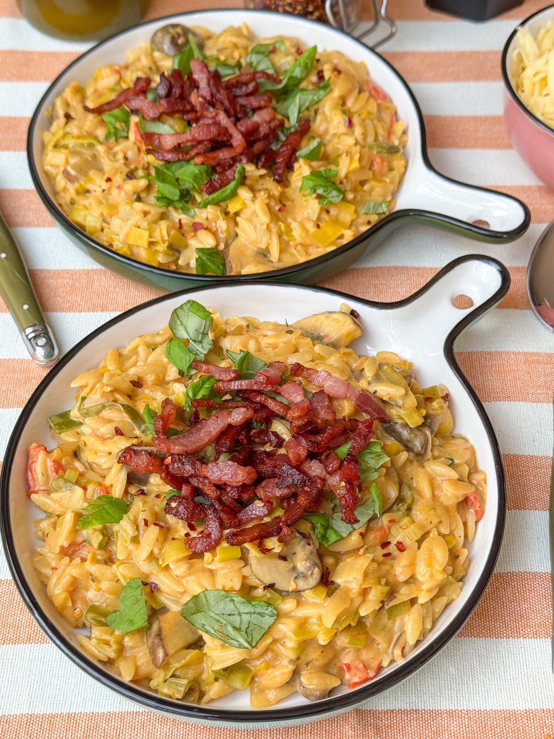 Romige orzo met Boursin en prei