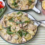 Romige pasta Boursin met tortellini en champignons – makkelijk recept voor het gezin