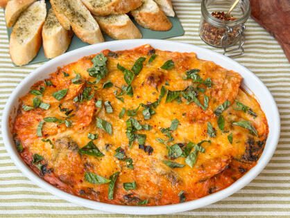 Romige ravioli ovenschotel met spinazie
